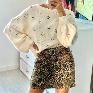 Madewell Floral Pointelle Cream Pullover Sweater size Medium NWT!